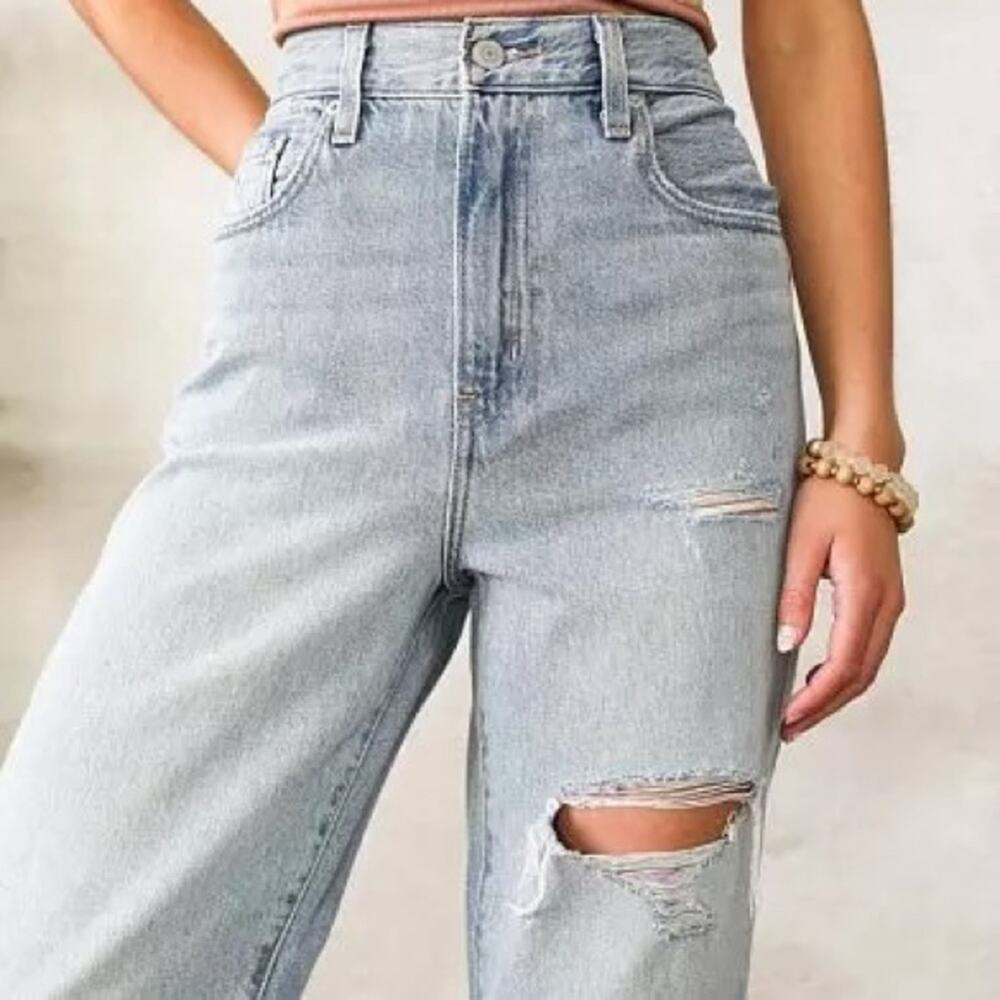 Levi's Premium High Loose Taper Jeans 29 Here To Stay Distressed Light Wash - Picture 14 of 14